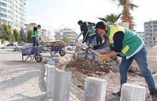 Karaköprü’de kilitli parke döşeme çalışmaları...