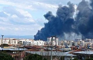 Manisa’da çıkan yangında, yükselen dumanlar...