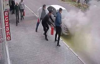 Nevşehir’de park halindeki araç alev alev yandı