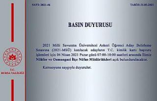 Nilüfer ve Osmangazi Nüfus Müdürlükleri pazar...