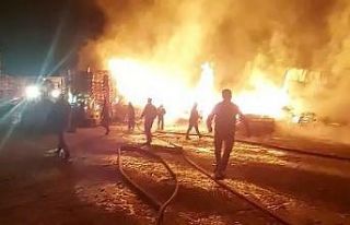 Palet fabrikasında yangın