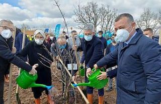 Sağlık çalışanlarının 2 bin 500 fidanlı meyve...