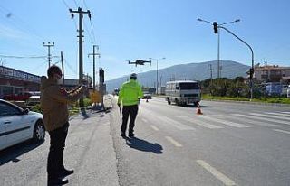 Söke’de drone ile trafik denetimi