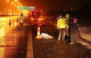 TEM’de otobüsten indirilen yolcu kamyonun çarpması...