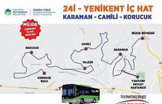 Yenikent bölgesinde yeni belediye otobüs hattı...