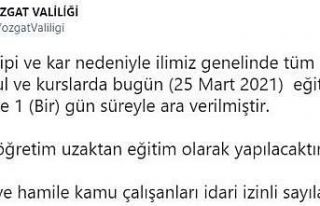 Yozgat’ta eğitime kar tatili