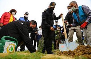 135 şehit için çocuk ve eşleri 135 fidan dikti