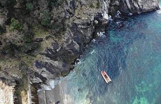 Aracın denize uçtuğu alanda karadan ve denizden...