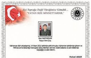 Bakan Akar’dan Başika bölgesinde şehit olan asker...