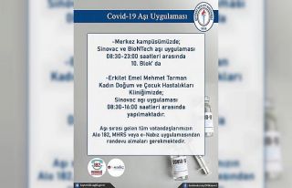 Devlet Hastanesi’nde de Sinovac ve BioNTech aşıları...