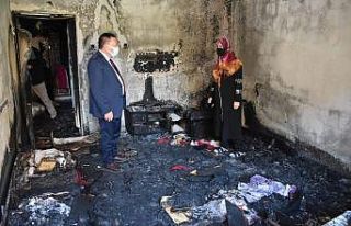 Evi yanan aileye moral ve destek hamlesi