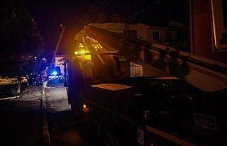 Freni boşalan kamyon elektrik direğine çarptığı,...