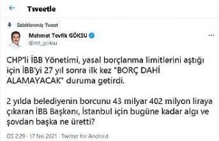 Göksu: “İBB, 27 yıl sonra ilk kez borç dahi...