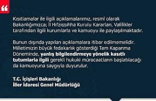İller İdaresi’nden vatandaşlara uyarı