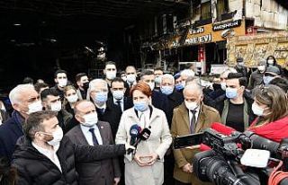İYİ Parti lideri Akşener yangında zarar gören...