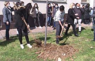 Kartallı öğrenciler kep atmak yerine fidan dikerek...