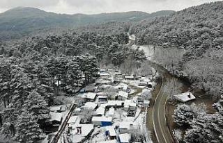 Kazdağları’nda kar manzaraları havadan görüntülendi