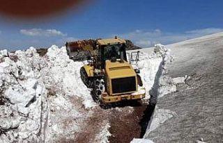Kışın kardan kapanan mezra yolu açılıyor