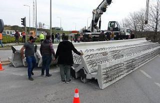 Tırın üzerindeki tonlarca ağırlığındaki beton...