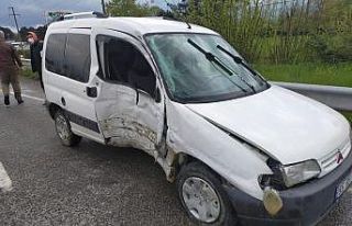 Tırın vurduğu hafif ticari araç elektrik direğine...