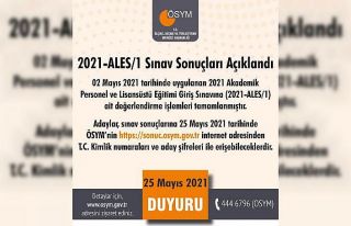 2021-ALES/1 sınav sonuçları açıklandı