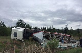 Ankara-İstanbul otobanında tır devrildi: 1 yaralı