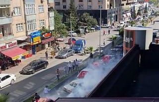 Asker uğurlama konvoyunda drift yapıp caddeyi dumana...