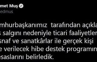 Bakan Muş esnaf destek başvurularının 25 Mayıs’ta...