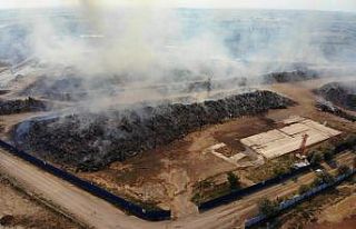 Biyokütle enerji santralinde çıkan yangın kontrol...