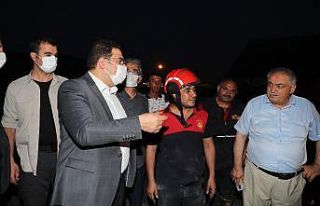Canpolat yangında hasar gören iş yerlerini ziyaret...