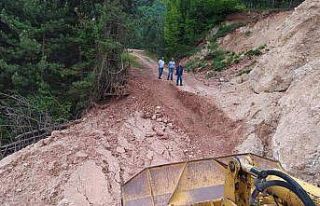 Cide’de yaşanan heyelan yolu kapattı