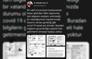 Fahrettin Koca’dan Covid-19 kaynaklı ölümün...