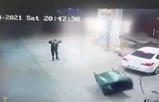 Fırtınada sürüklenen çöp konteyneri güvenlik...
