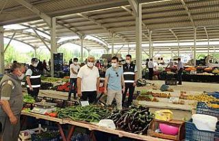 Hisarcık pazarında koronavirüs denetimi