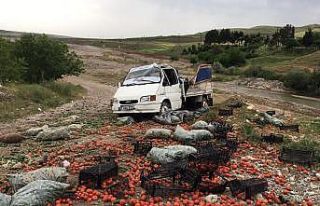 Kahta’da sebze yüklü kamyonet takla attı: 2 yaralı
