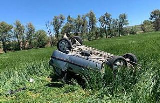 Otomobil tarlaya devrildi: 1 yaralı