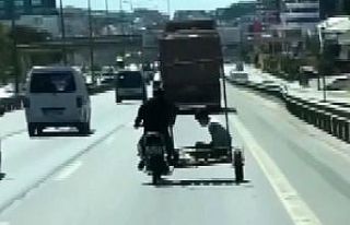 (Özel)- Kartal’da motosiklet sepetindeki tehlikeli...