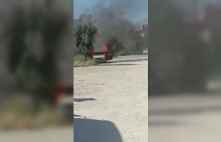 Park halindeki otomobil alevlere teslim oldu