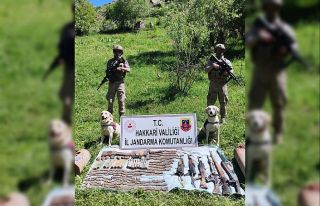 Şemdinli’de PKK’ya ait çok sayıda silah ve...