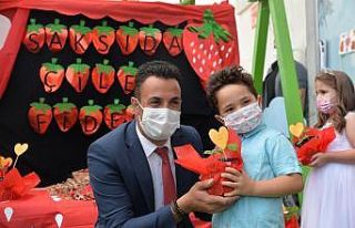 Anaokulu öğrencilerine 3 bin saksıda çilek fidesi...