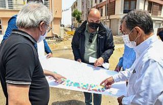 Başkan Ataç yol ve kaldırım çalışmalarını...