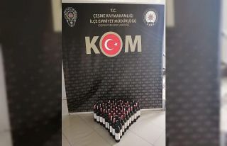 Çeşme’de 58 şişe kaçak içki ele geçirildi