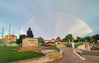 Edirne’de yağmur sonrası gökkuşağı sürprizi