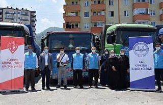 Giresun’dan Suriye’ye 8 tır yardım malzemesi...