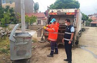 Hisarcık’ta çöp konteynerleri dezenfekte ediliyor