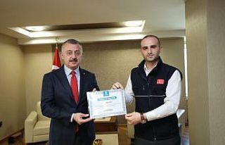 Kaplumbağayı kurtaran vatmana teşekkür belgesi...