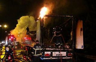 Kargo şirketine ait tır TEM’de alevlere teslim...