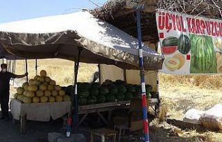 Kavurucu sıcakta karpuz ve kavun satarak ekmek parasını...