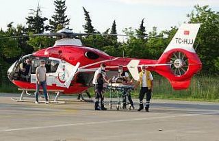 Kiraz ağacından düşen çiftçi, ambulans helikopterle...
