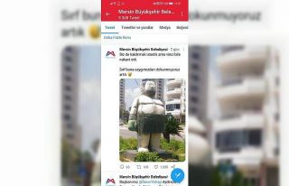 Mersin’deki şişman boksör heykeli espri konusu...
